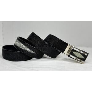 Genuine Kismet Stingray Leather Auto Locking Size 46 Belt Black White Textured